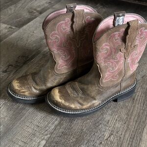 Ariat Fatbaby Western Boots Womens Pink Embroidered Cowgirl